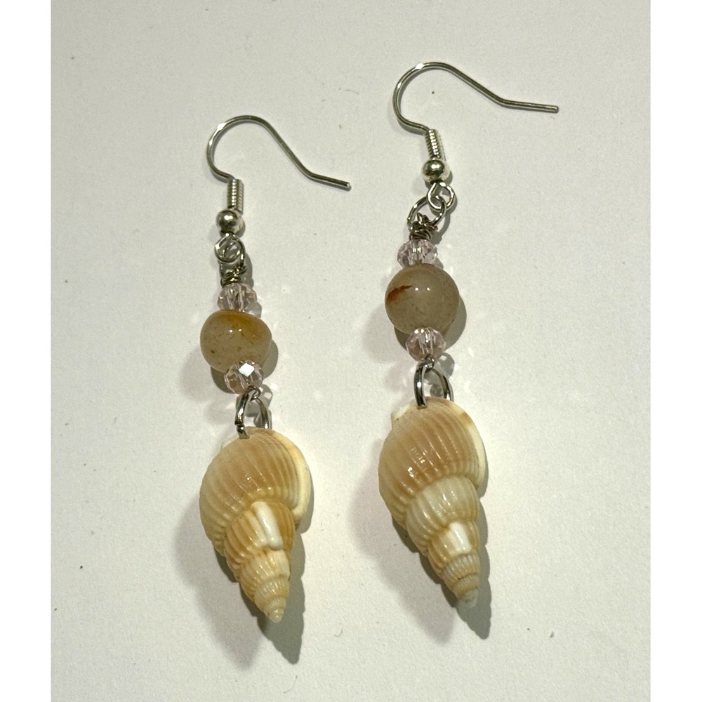 New Handmade Seashell wire wrap tear drop earrings‎ jewelry beach pierced ears